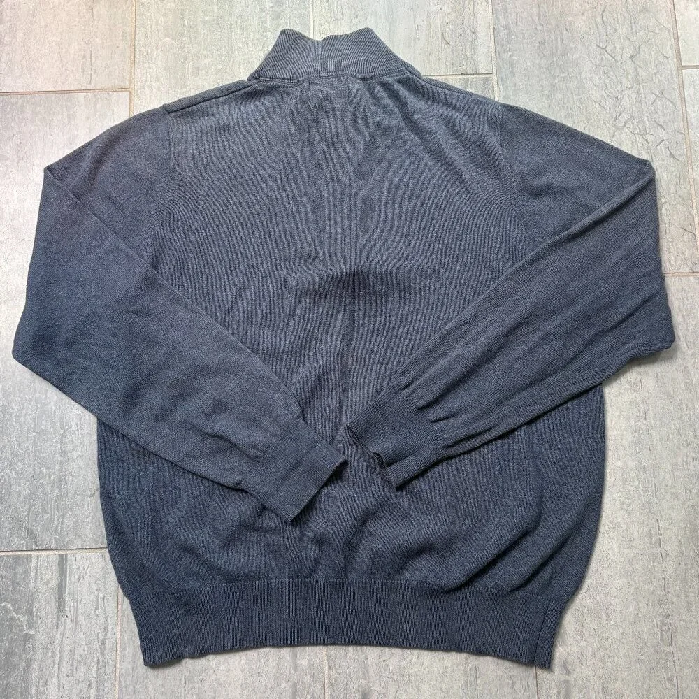 L.L. Bean Cashmere Blend 1/4 Zip Mock Neck Pullover Sweater Blue Gray Size Small